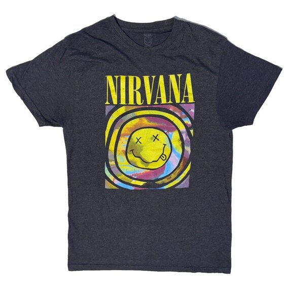 Nirvana Kurt Cobain American Rock Band Smiley Face Tshirt - XL - Picture 1 of 4